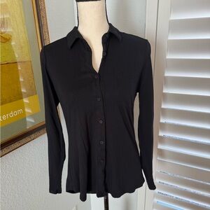 Black, button-down, long-sleeve Michael Stars top.